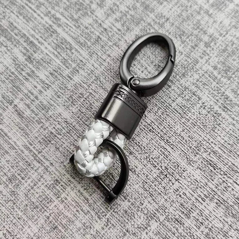 New Hand-Woven Leather Car Key Ring Men Women Rope Key Chain Waist Keychains Charm Metal Key Holder Gift Jewelry