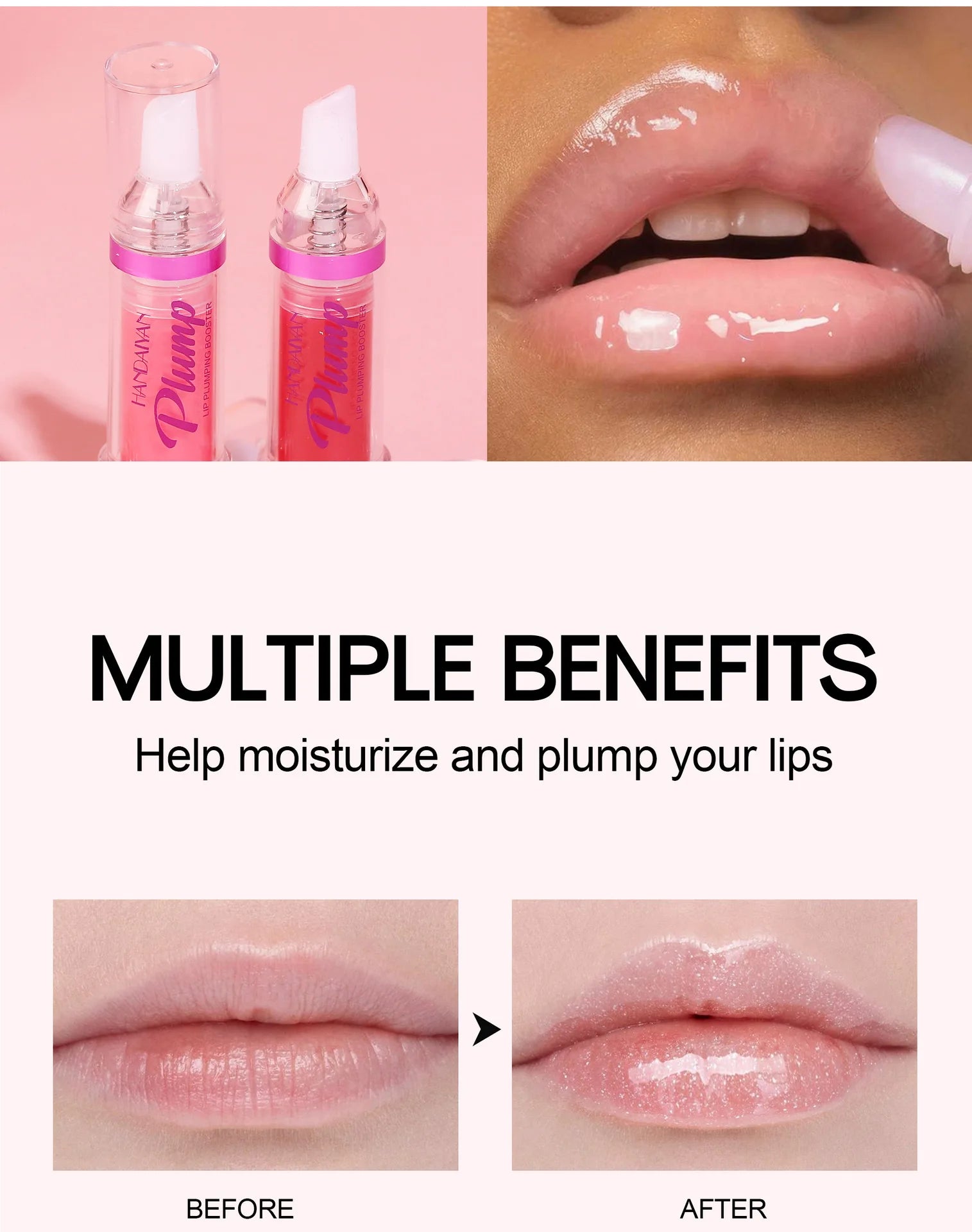 HANDAYAN 6 Color Lip Plumper Gloss Moisturizing Honey Oil Enhancer Transparent Shine Booster Makeup Beauty