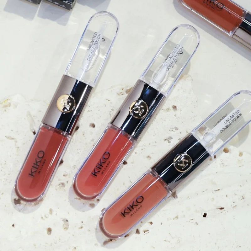 Hot Kiko Double Headed Lipstick Transparent Mirror Lip Gloss Non Fading Oil Sexy Rich Lip Gloss Milk Tea Bean Paste Naked Makeup