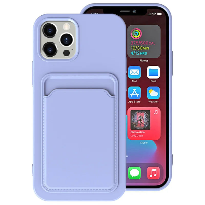 Phone Case For IPhone 16 Pro Max Case IPhone 12 Mini TPU Frosted Soft Protective Cover iPhone 14 Card Pocket 15 Plus