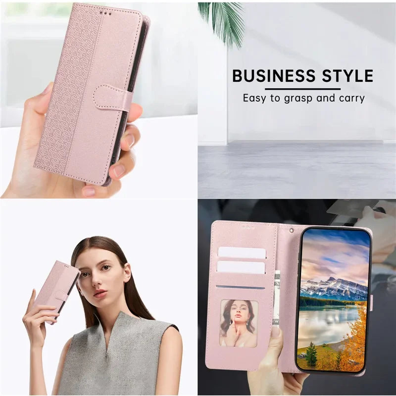 Luxury Leather Wallet Phone Case for iPhone 17 Air 16 15 14 Pro Max 16E 13 12 Mini 11 XS XR Max SE 8 7 Plus Flip Stand Cover