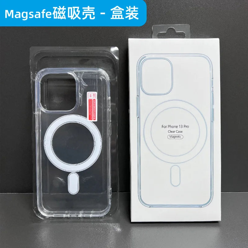 Transparent Original Magnetic Magsafe Phone Case for iPhone 17 Air 16 Pro Max 15 14 13 12 11 Boxed Shockproof Protective Cover