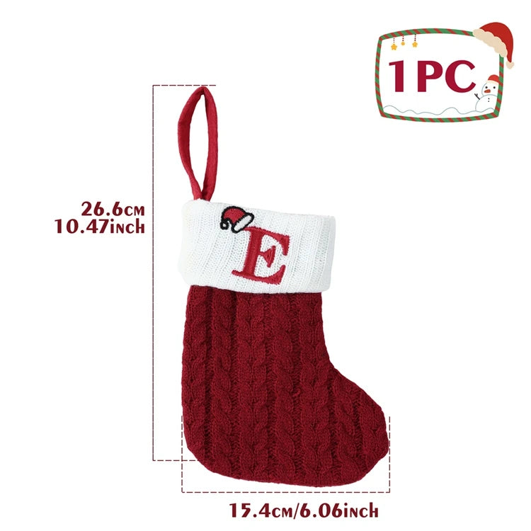 Christmas Alphabet Knitting Socks Christmas Tree Ornaments Christmas Decorations For Home 2025 Noel New Year 2026 Xmas Gift