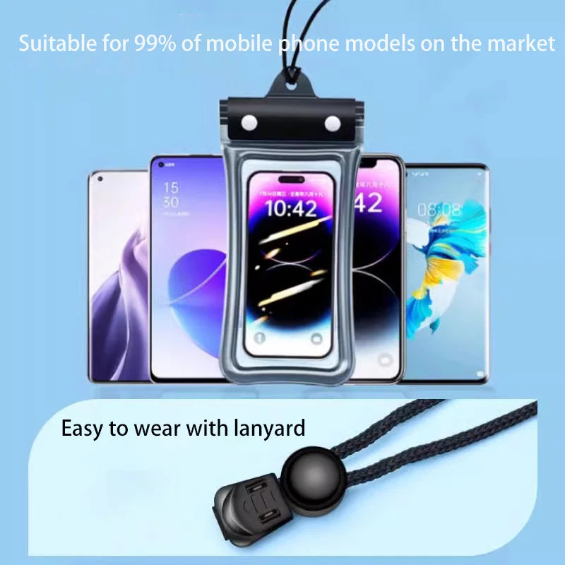 IPX8 Waterproof Floating Airbag Swim Diving Bag Phone Case For iPhone 11 12 13 14 Pro Max Samsung S23 S22 Xiaomi 13 Huawei Cover