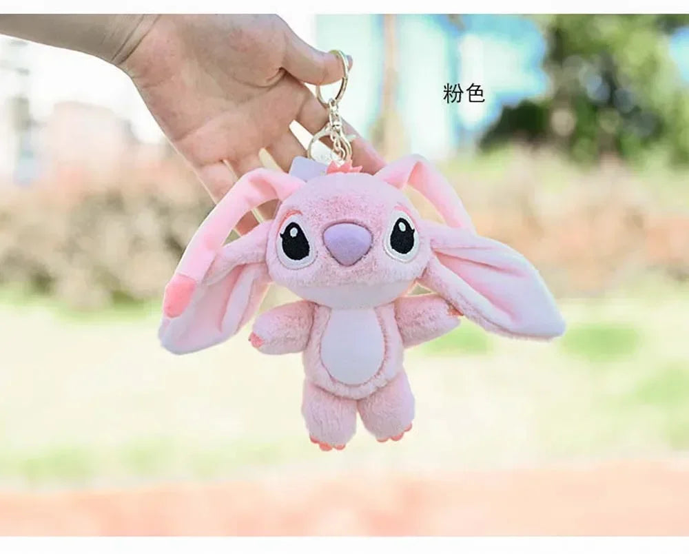 Cartoon Stitch Plush Keychain Soft Toy Cute Stuffed Animal Pendant Gift for Girls  Angel Doll Bag Charm Kids Birthday Present