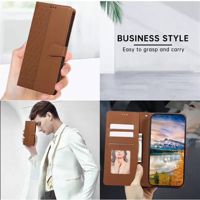 Luxury Leather Wallet Phone Case for iPhone 17 Air 16 15 14 Pro Max 16E 13 12 Mini 11 XS XR Max SE 8 7 Plus Flip Stand Cover
