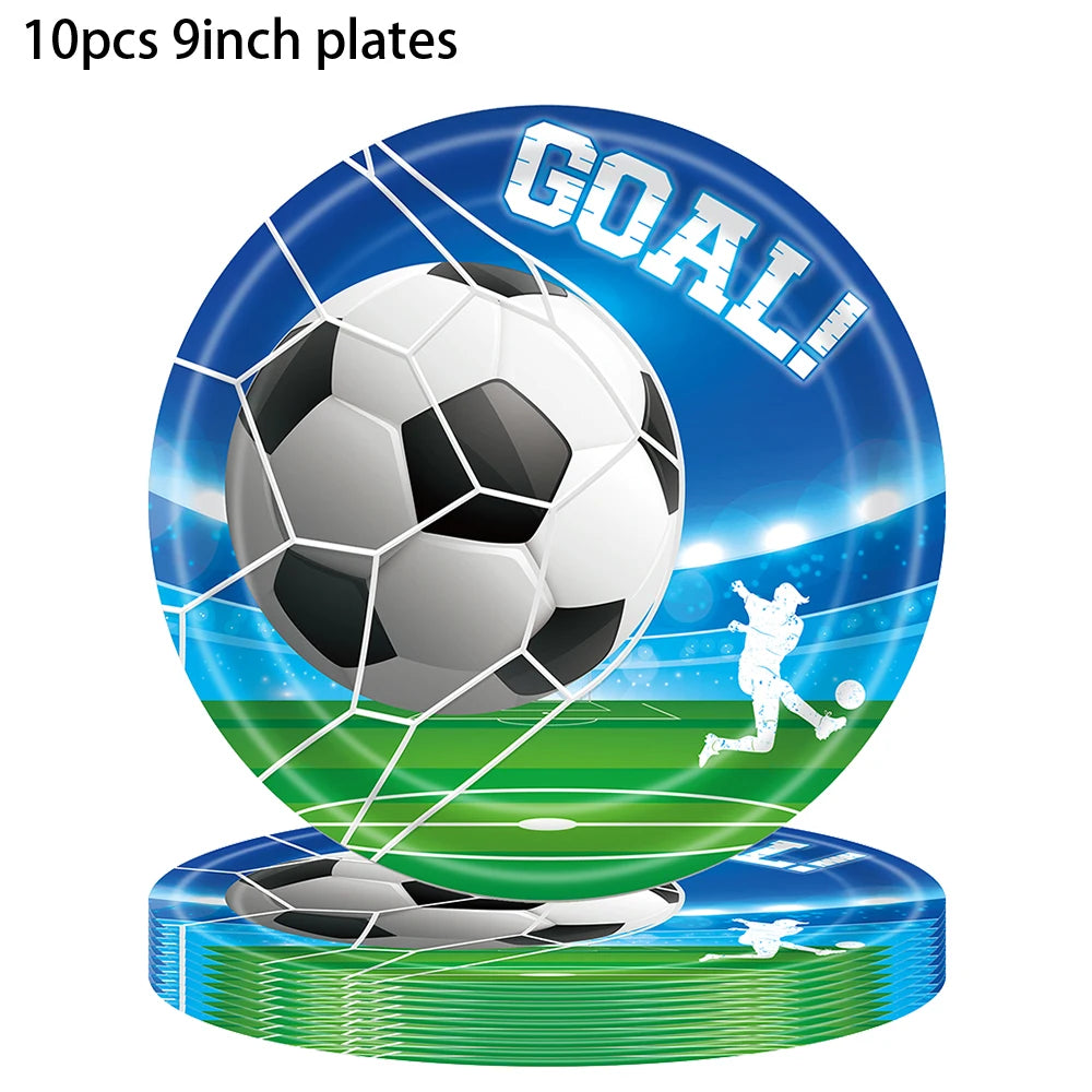 Soccer Theme party decoration plates cups tablecloth supplies kids boys Football theme birthday party decoration drinking straws