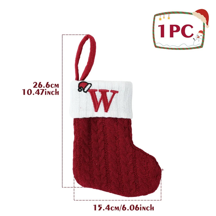 Christmas Alphabet Knitting Socks Christmas Tree Ornaments Christmas Decorations For Home 2025 Noel New Year 2026 Xmas Gift