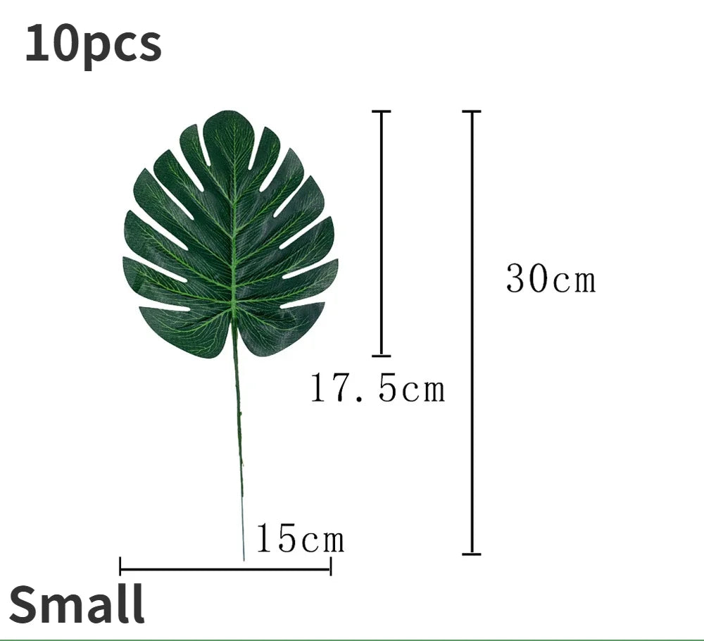 10PCS Tropical Palm Leaves Summer Monstera Artificial Silk Turtle Leaves for Home Hawaiian Luau Beach Wedding Party Decor