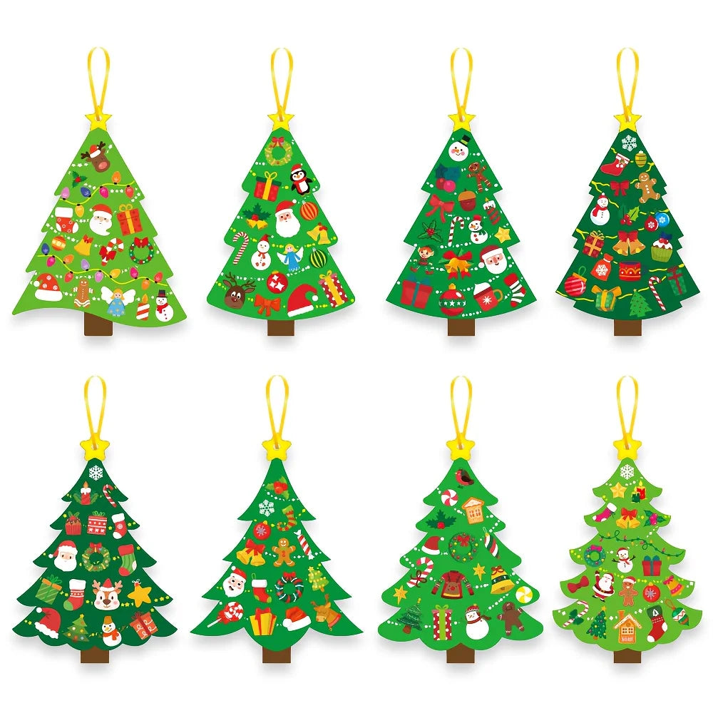 24 Sets Christmas Tree DIY Craft Kit - Create Your Own Holiday Greeting Cards with Stickers, Perfect for Xmas Parties, Decor