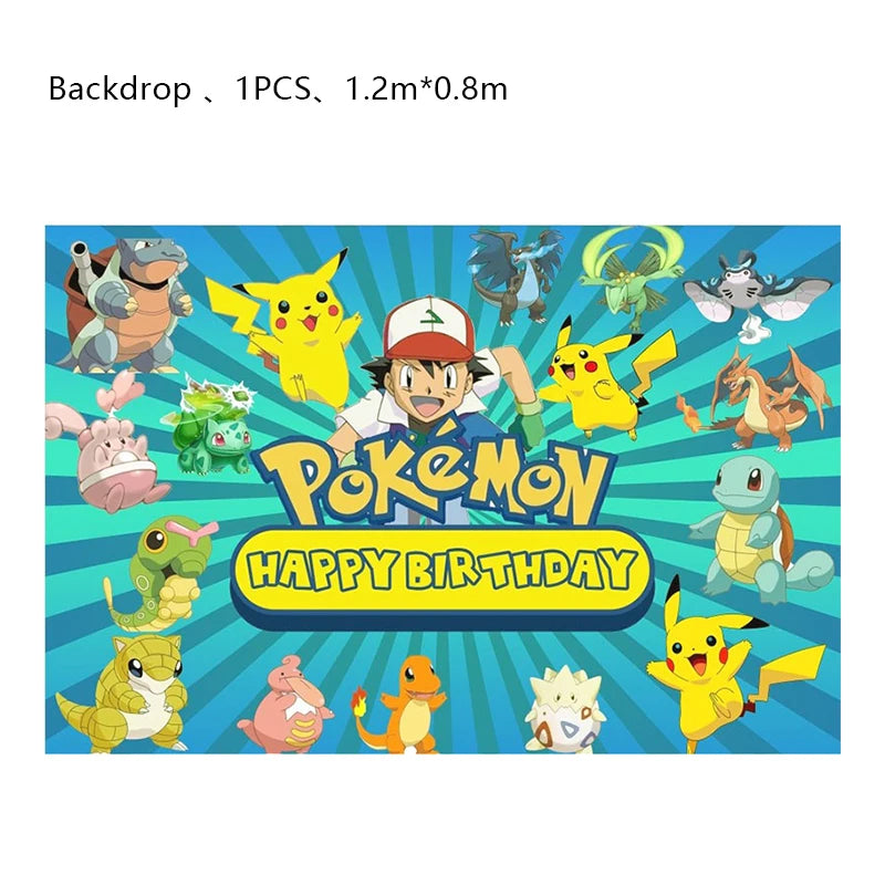 Pokemon Birthday Party Decoration New Pikachu Latex Foil Balloon Kids Disposable Tableware Event Supplies Backdrop Child Gift