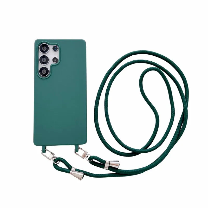 Strap Case For Samsung Galaxy S25 Ultra S21 S22 S23 Plus S24 FE S25FE A17 A56 Crossbody Lanyard Double Buckle Cord Soft Cover