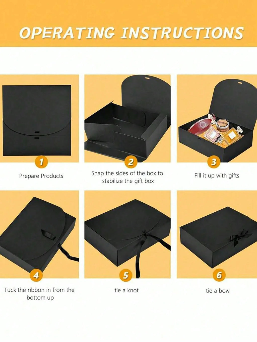 4pcs-Black Gift Box With Lid Bridesmaid Proposal Box with Ribbon Groomsmen Proposal Box Present Packaging Box Wedding Boxes