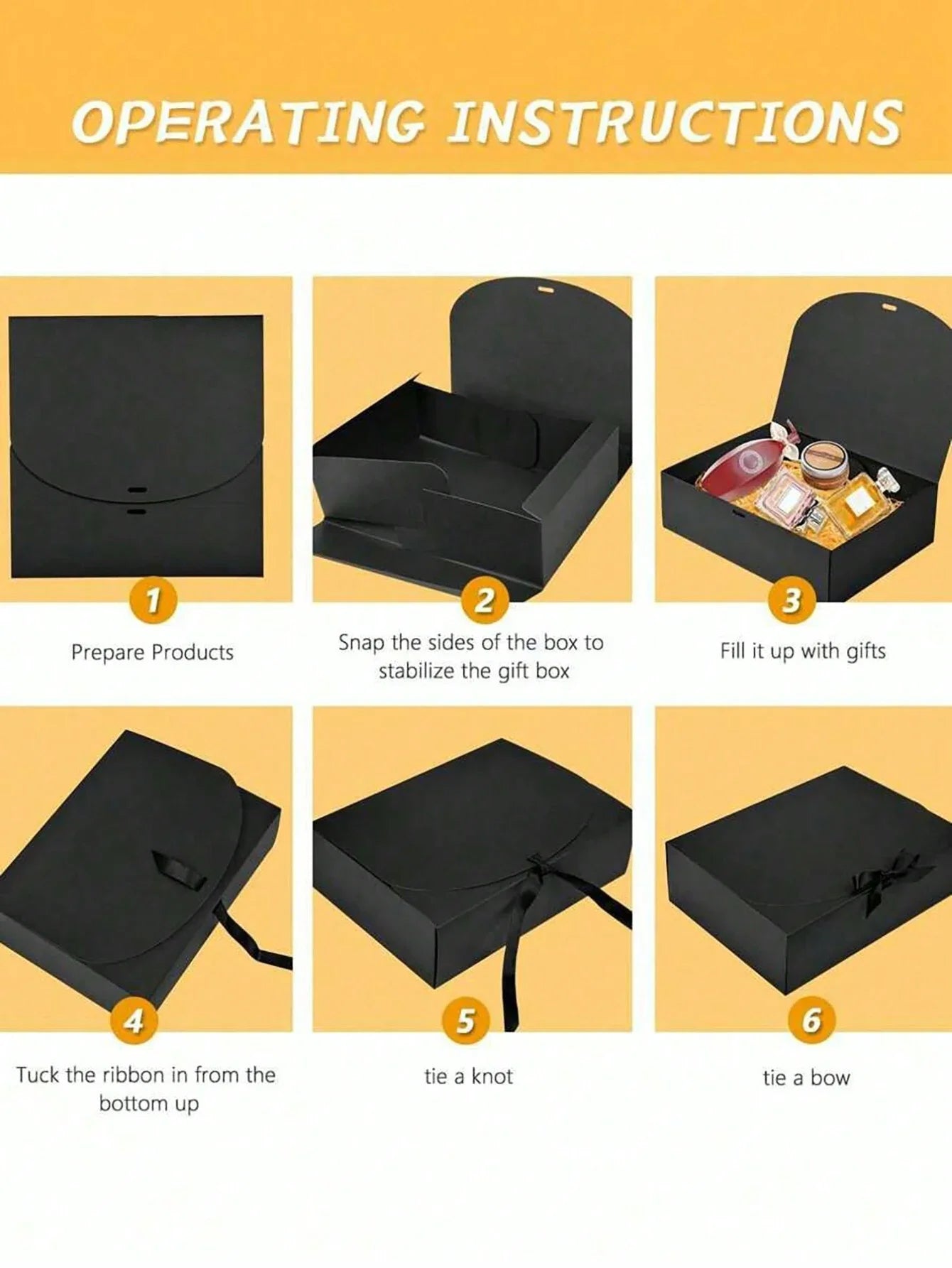 4pcs-Black Gift Box With Lid Bridesmaid Proposal Box with Ribbon Groomsmen Proposal Box Present Packaging Box Wedding Boxes