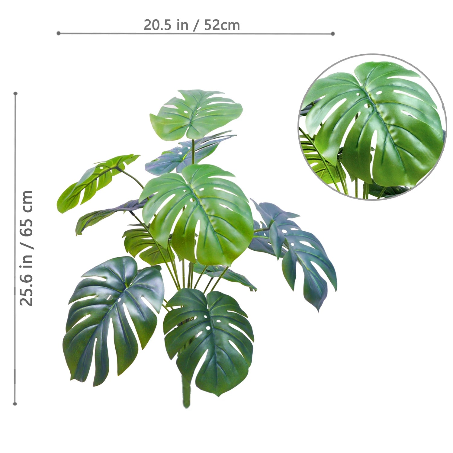40-130cm（51.18in） Artificial Monstera Plant Fake Palm Tree Plastic Turtle Leaf Green Plant for Home Garden Room Office Decor