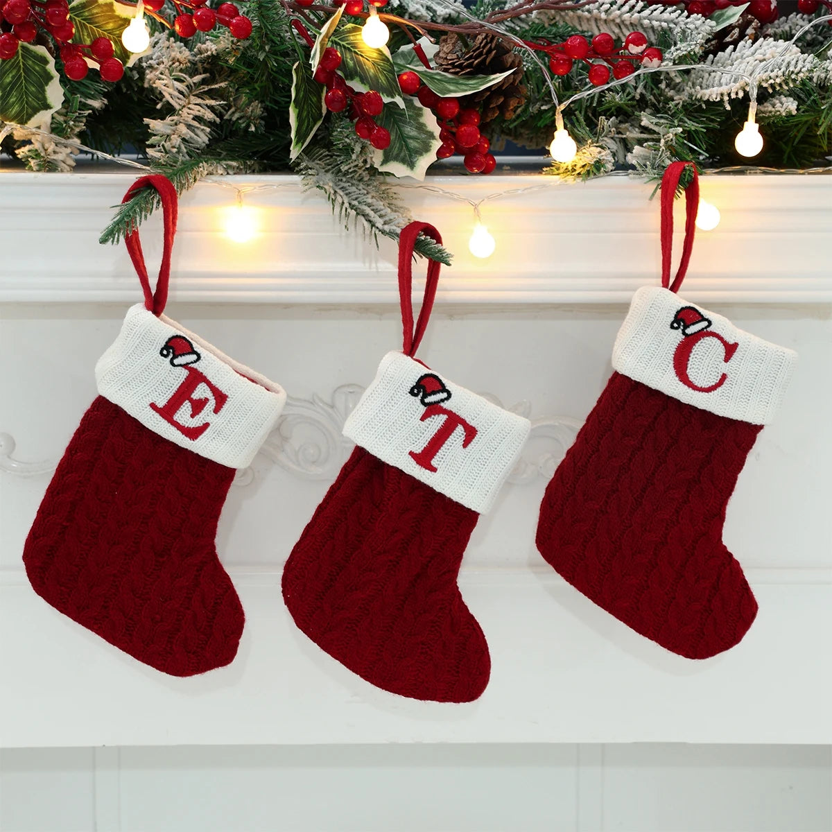 Christmas Alphabet Knitting Socks Christmas Tree Ornaments Christmas Decorations For Home 2025 Noel New Year 2026 Xmas Gift