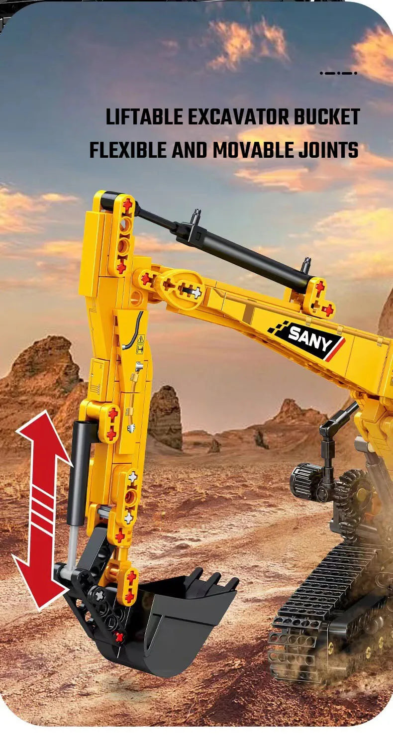 SEMBO BLOCK 1022pcs Excavator Models Building Blocks MOC City Construction Engineering Vehicle Bricks Educational Toys Boys Gift