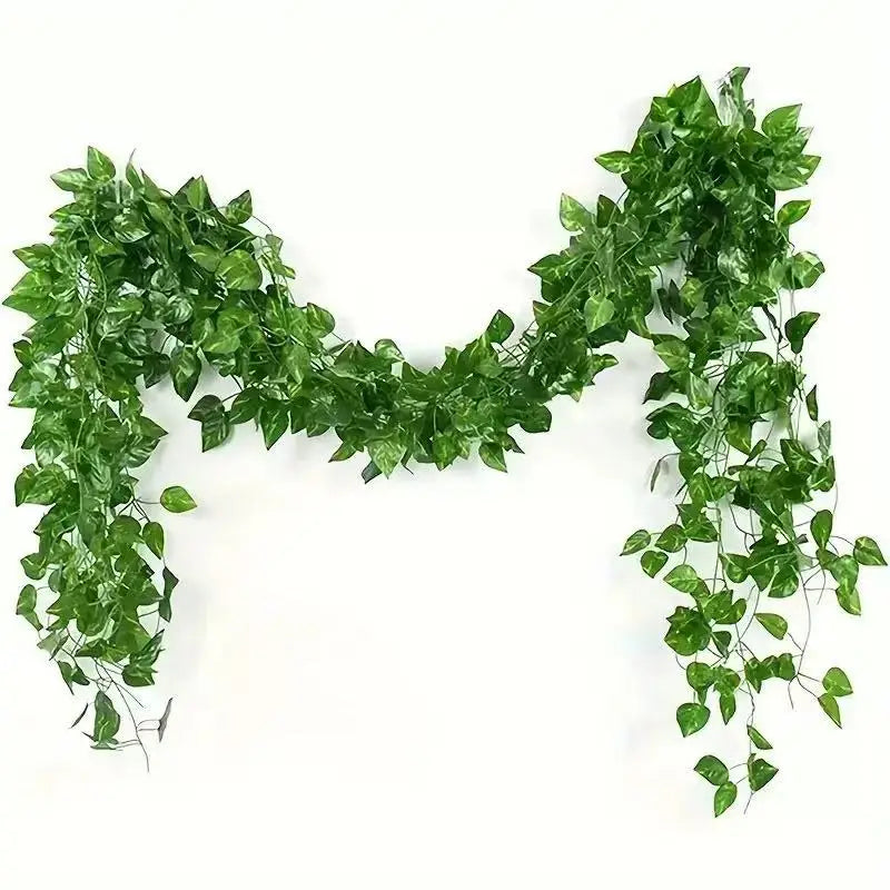 2.1M Green Ivy Leaf Hanging Vine Artificial Garland Silk Wall Plant Home Garden Decoration Wedding Party DIY Fake Wreath Leaves