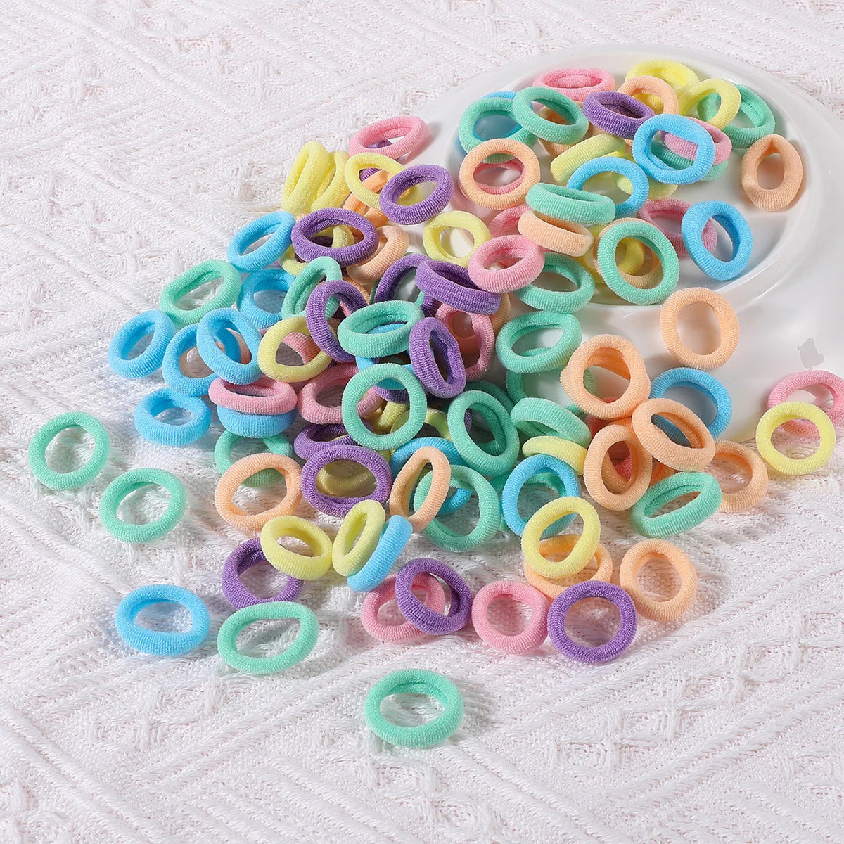 100PCS Colorful Basic Nylon Ealstic Hair Ties for Girls Children Ponytail Hold Scrunchie Rubber Band Kids Basic Hair Accessories