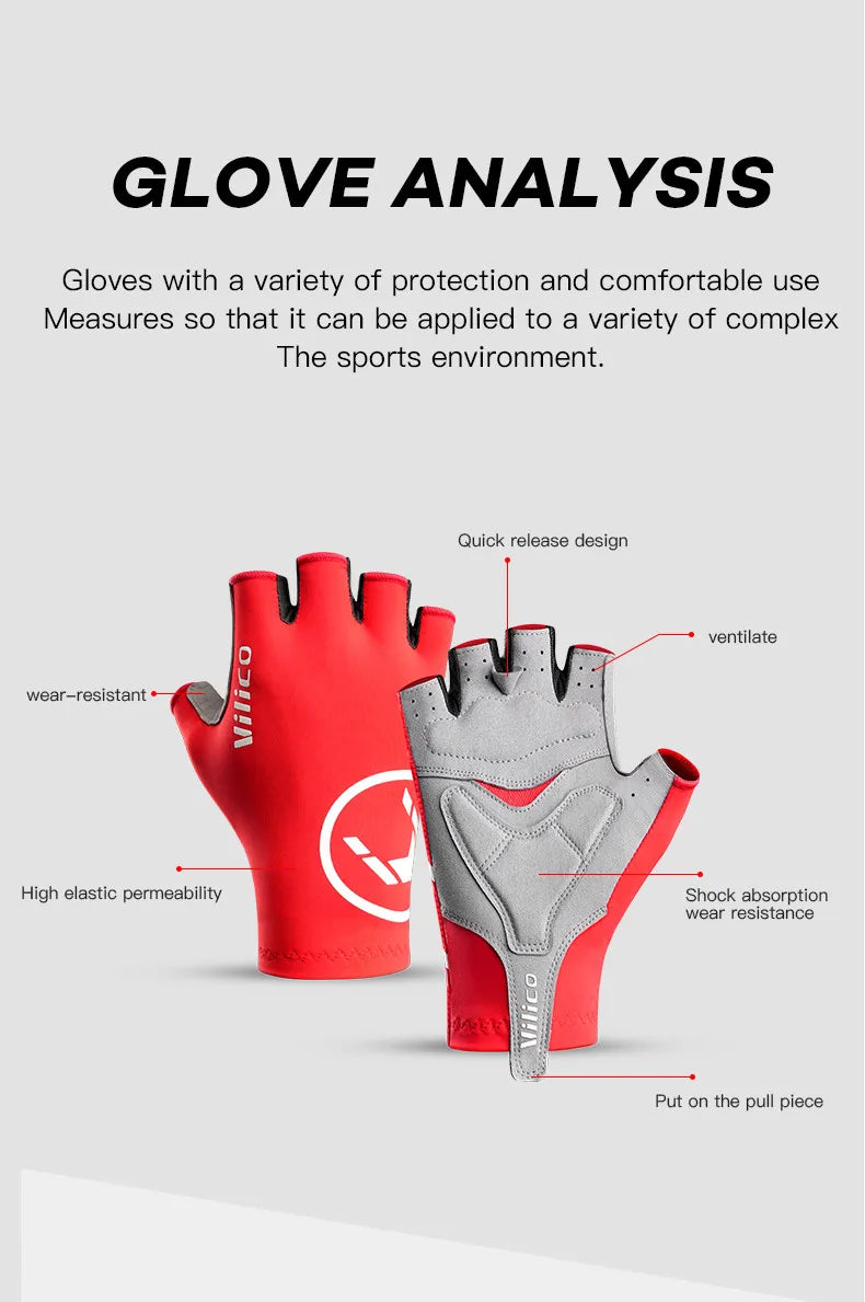 Breaking Wind Cycling Half Finger Gloves Anti-slip Bicycle Mittens Racing Road Bike Glove MTB Biciclet Guantes