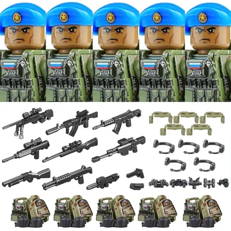 Military Army Figures Building Blocks SWAT Ghost Commando Special Forces Soldier Weapons Gun Hat Shield Belt AK Mini Bricks Toy