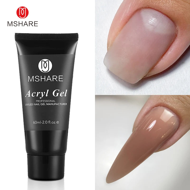 MSHARE Poly Nails Acryl Gel 60ml Builder UV Led Acrylgel Nails Extensions Acrylic Pink White Clear Acrylatic Hema Tpo Free Gel