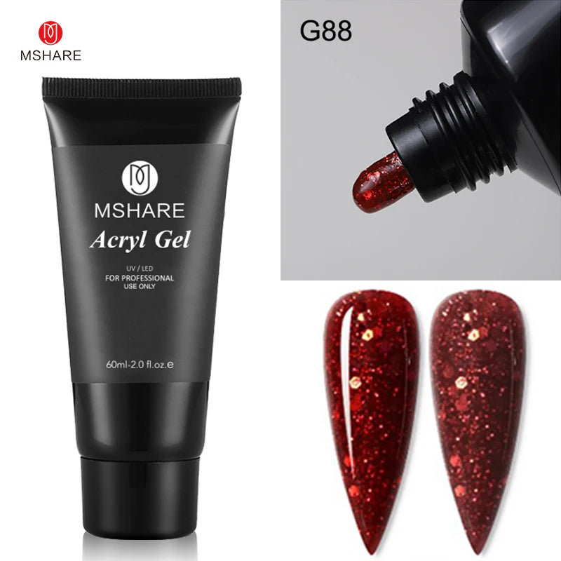 MSHARE Poly Nails Acryl Gel 60ml Builder UV Led Acrylgel Nails Extensions Acrylic Pink White Clear Acrylatic Hema Tpo Free Gel