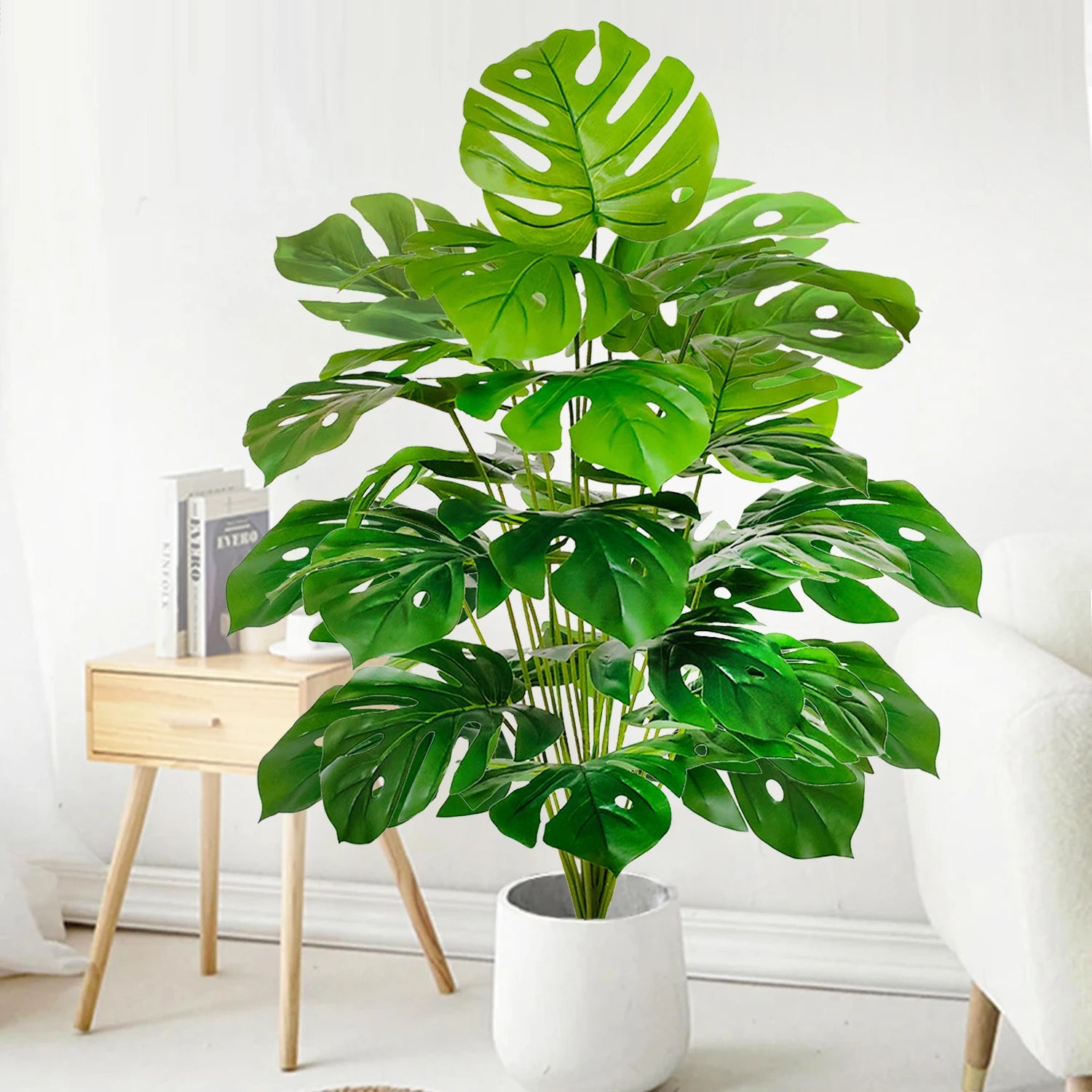 40-130cm（51.18in） Artificial Monstera Plant Fake Palm Tree Plastic Turtle Leaf Green Plant for Home Garden Room Office Decor