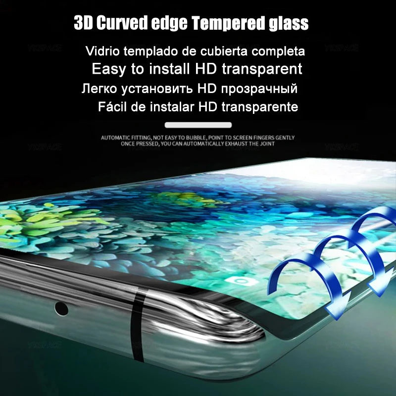 Fingerprint Unlock Full Glue 0.2mm Tempered Glass For Samsung Galaxy S25 S24 S23 S22 S21 S20 Plus Note 20 Ultra Screen Protector