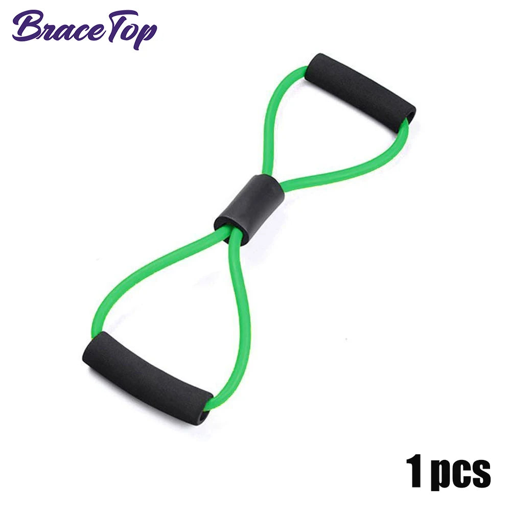 BraceTop Yoga Gym Fitness Resistance 8 Word Chest Expander Rope Workout Muscle Trainning Rubber Elastic Bands for Sport Exercise