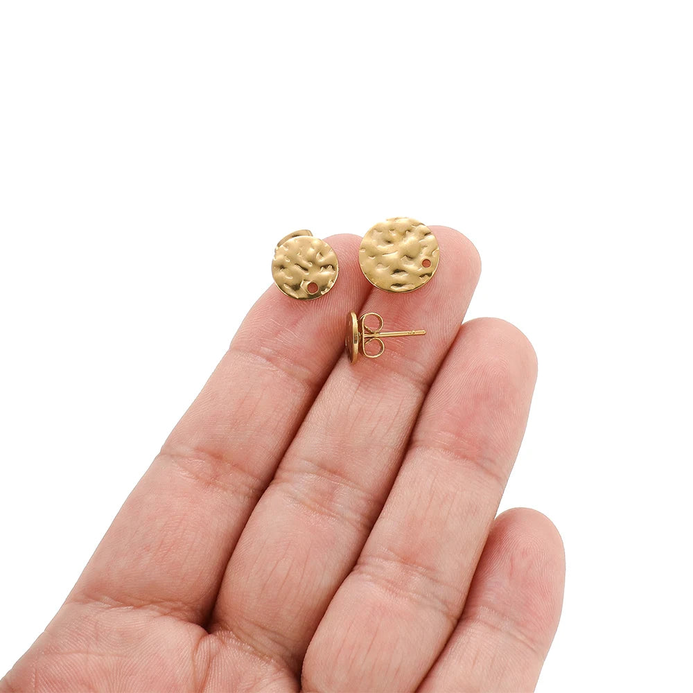 10Pcs Stainless Steel Round Blank Post Ear Studs Base Pins with Earring Plug Ear Back for DIY Fashion Jewelry Making Wholesale