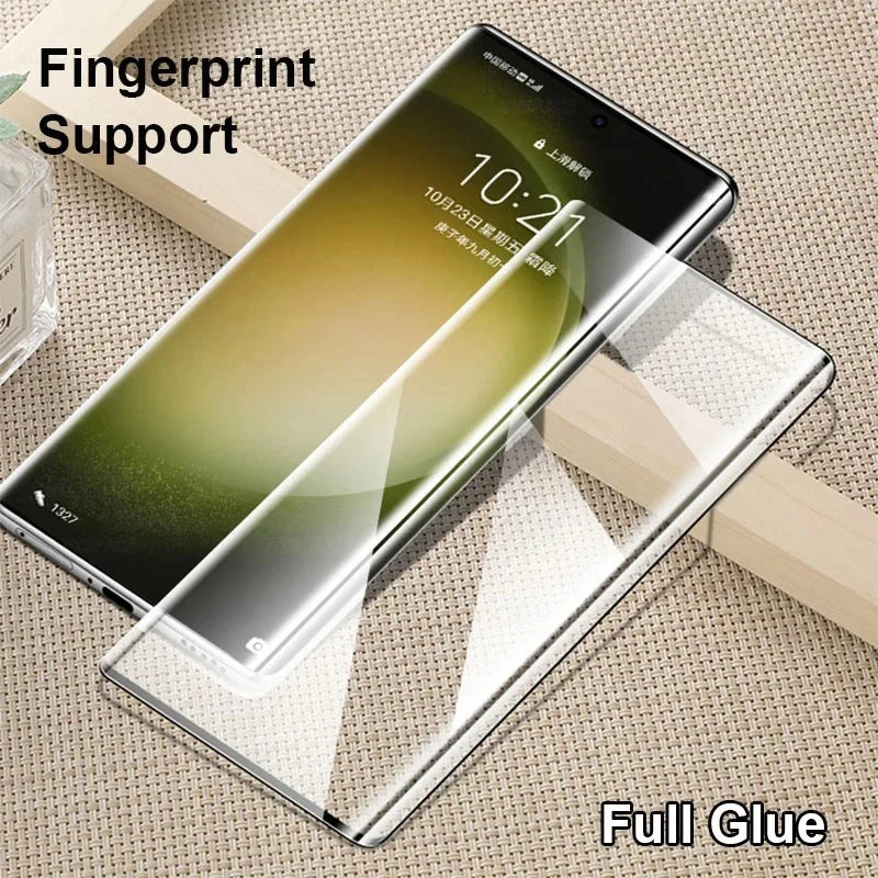 Fingerprint Unlock Full Glue 0.2mm Tempered Glass For Samsung Galaxy S25 S24 S23 S22 S21 S20 Plus Note 20 Ultra Screen Protector