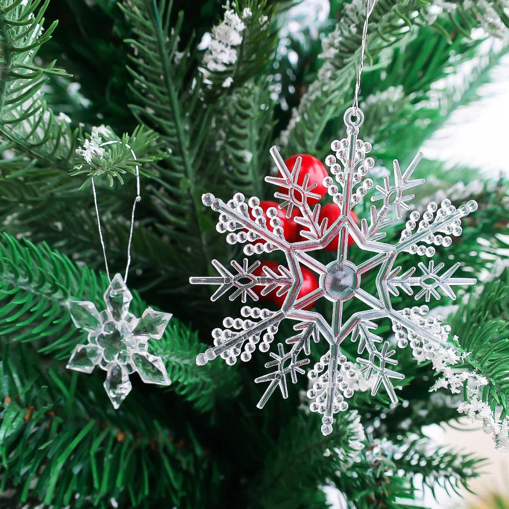 24/5PCS Crystal Clear Snowflake Icicle Pendants Acrylic Christmas Tree Ornament Christmas Holiday Home Party Hanging Decorations