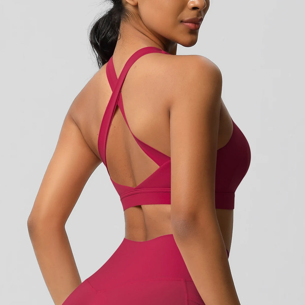 Women Sexy Yoga Vest Sexy Breathable Quick Drying Sport Brassiere Gym Push Up Shockproof High Intensity Pilates Clothes Women