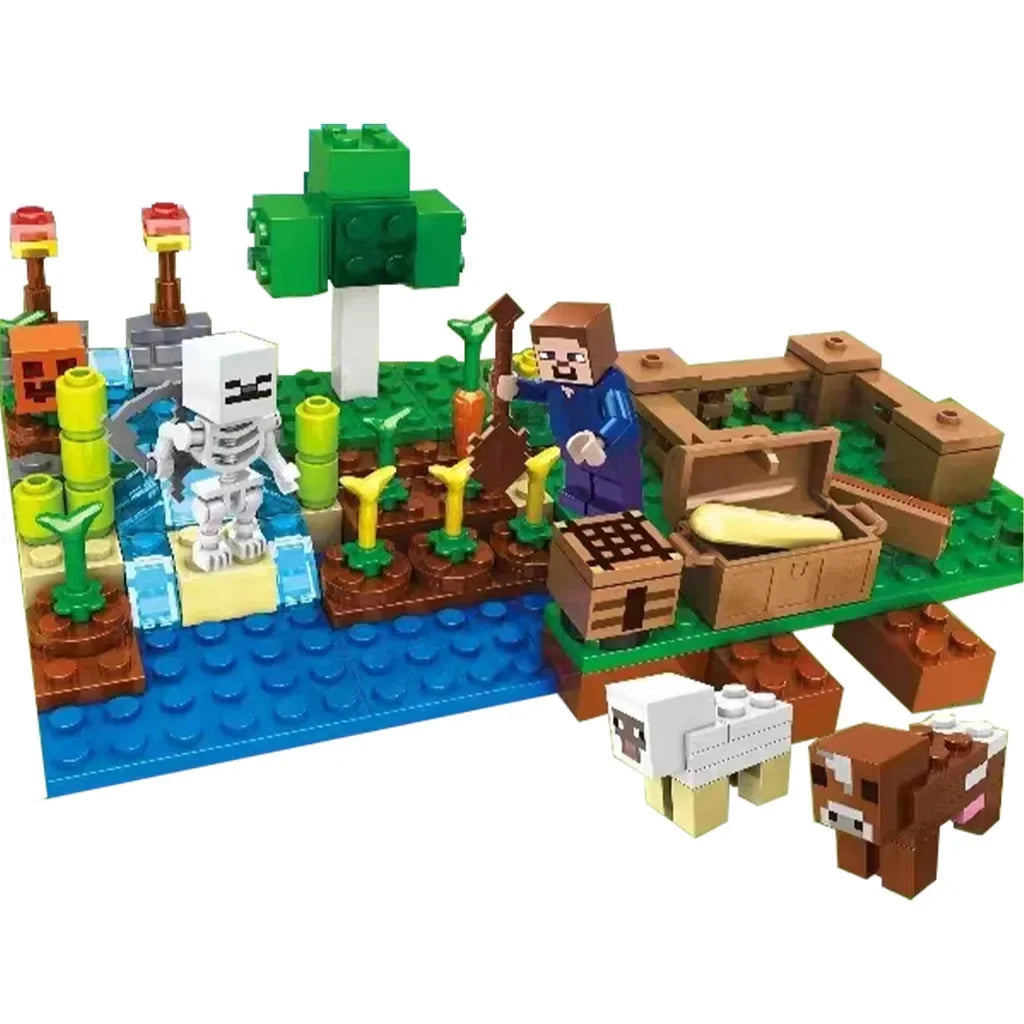 TreeHouse Village Farm Cave Mine Alex Zombie Action Figures Building Blocks Toys Gift for Children
