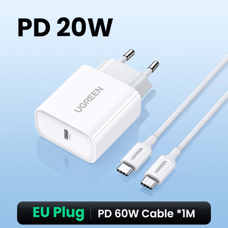 UGREEN Quick Charge 4.0 3.0 QC PD Charger 20W QC4.0 QC3.0 USB Type C Fast Charger for iPhone 17 16 15 Pro Xiaomi Phone PDCharger