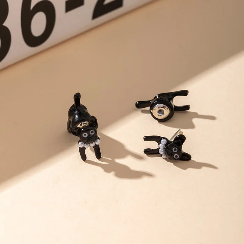 2pcs/1pair Animal Cartoon Stud Earring For Women Cute Dinosaur Little Dog Whale Clay Bite Ear Jewelry Funny Gifts Fashion