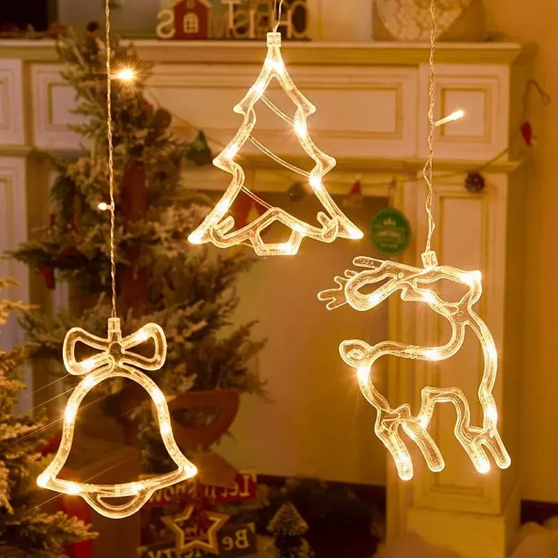 LED Christmas Stars Moons Fairy Light EU Garland Home Pendant Elk Wedding Light for Home Decoration Drop Ornaments Gift Navidad