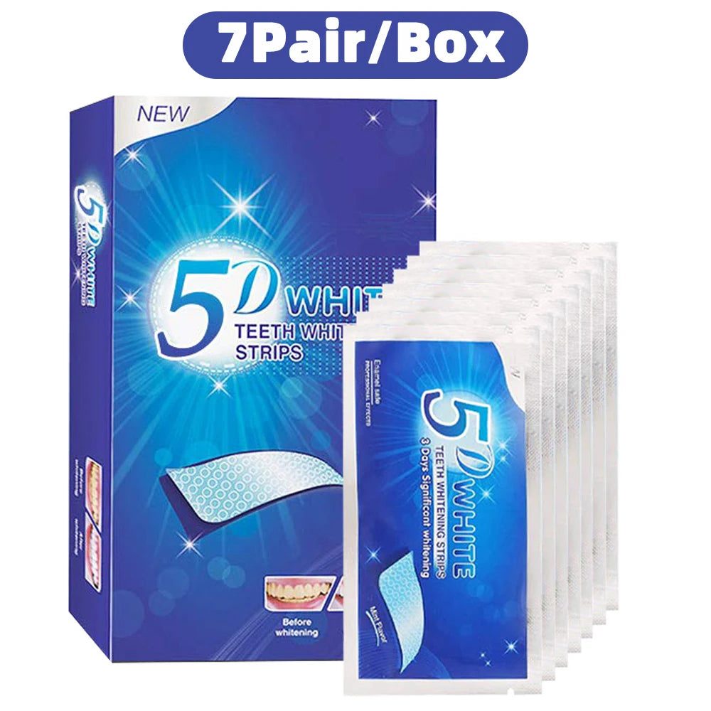 5D Teeth Whitening Strip 7/14/21/28 Pair Whiter Strips for Removing Smoking Coffee Stain, Effective Home Use Tooth Whitening Kit