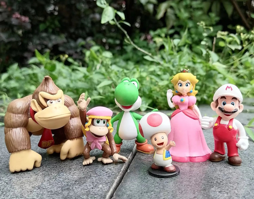 Super Mario Bros PVC Action Figure Toys Dolls Model Set Luigi Yoshi Donkey Kong MushroomFor Kids Birthday Gifts