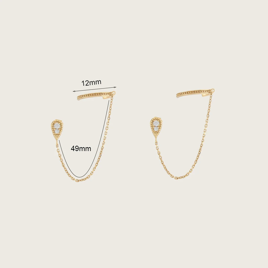 Crmya Chain Stud Earrings for Women Piercing Zirconia Hoop Earrings Women Party Vacation Jewelry Accessories Wholesale