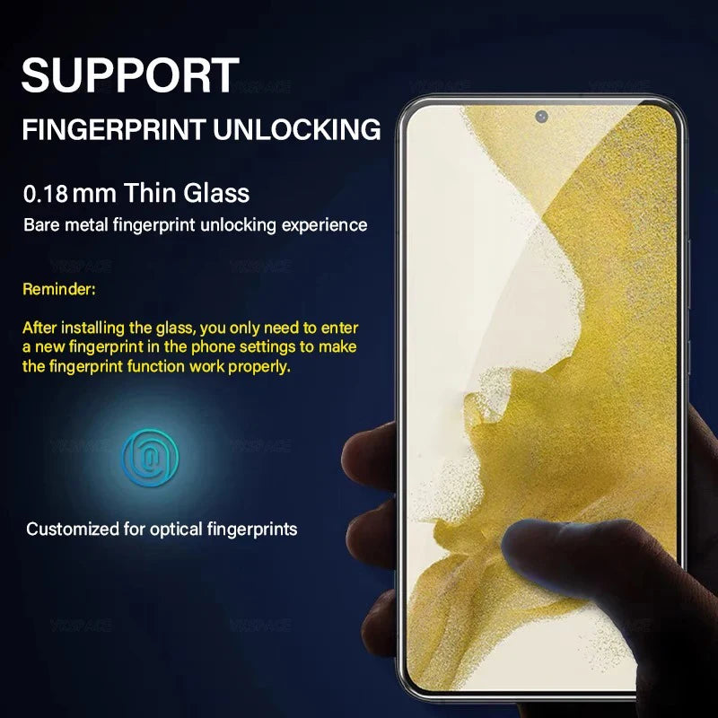 Fingerprint Unlock Full Glue 0.2mm Tempered Glass For Samsung Galaxy S25 S24 S23 S22 S21 S20 Plus Note 20 Ultra Screen Protector