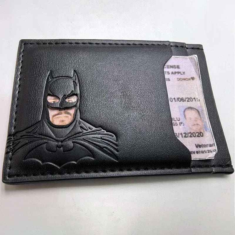 Leather Bat Wallet Personalized Superhero Mask Card Holder Bat ID Heroic Wallet Gift