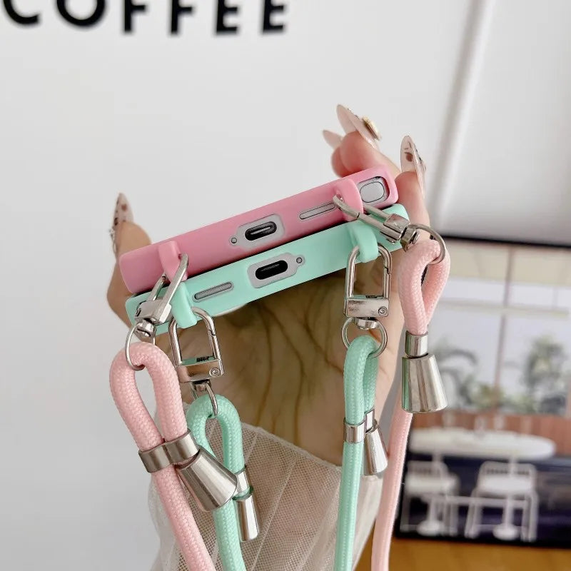 Strap Case For Samsung Galaxy S25 Ultra S21 S22 S23 Plus S24 FE S25FE A17 A56 Crossbody Lanyard Double Buckle Cord Soft Cover