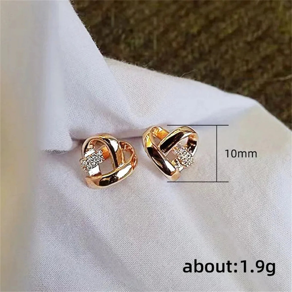 2pcs Fashion Eternity Love Zircon Ear Stud for Women Girls,Gold Color Heart Tragus Cartilage Earrings Chic Wedding Jewelry