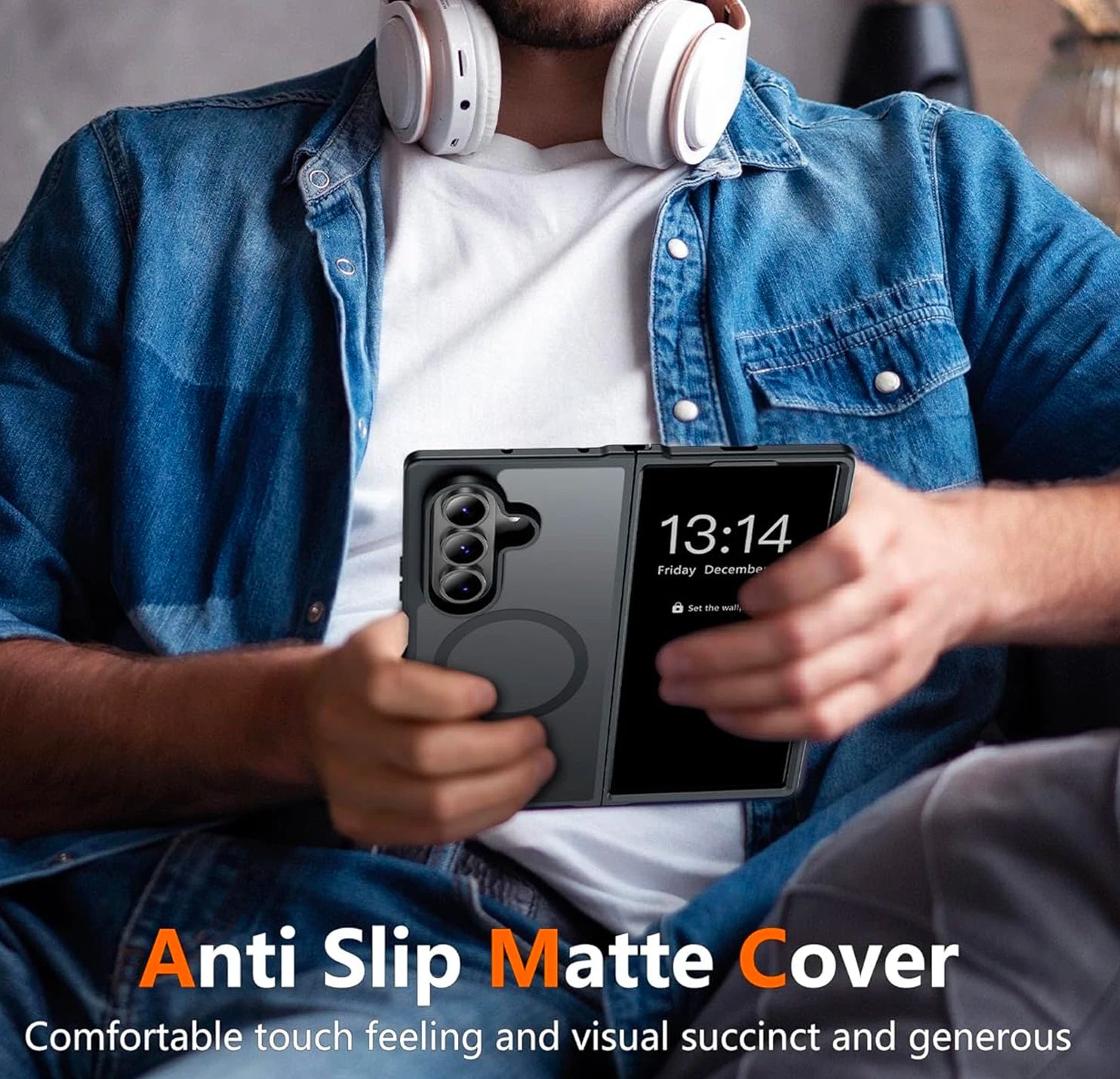 UYUXIO Magnetic Wireless Charging Mobile Phone Case for Samsung Galaxy Z Fold 7 Cases Slim Rugged Translucent Cover with Magnet