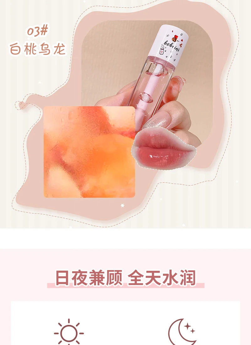 Bee Lip Oil Water-shine Glass Transparent Lip Honey Dry Repair Lip Care toot Lip Moisturizing Lip Oil