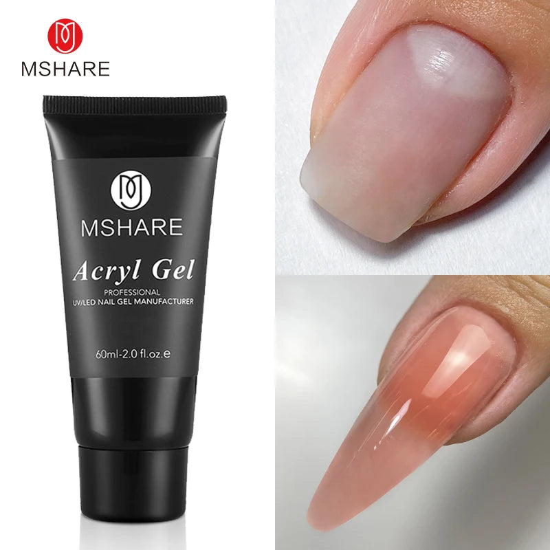 MSHARE Poly Nails Acryl Gel 60ml Builder UV Led Acrylgel Nails Extensions Acrylic Pink White Clear Acrylatic Hema Tpo Free Gel