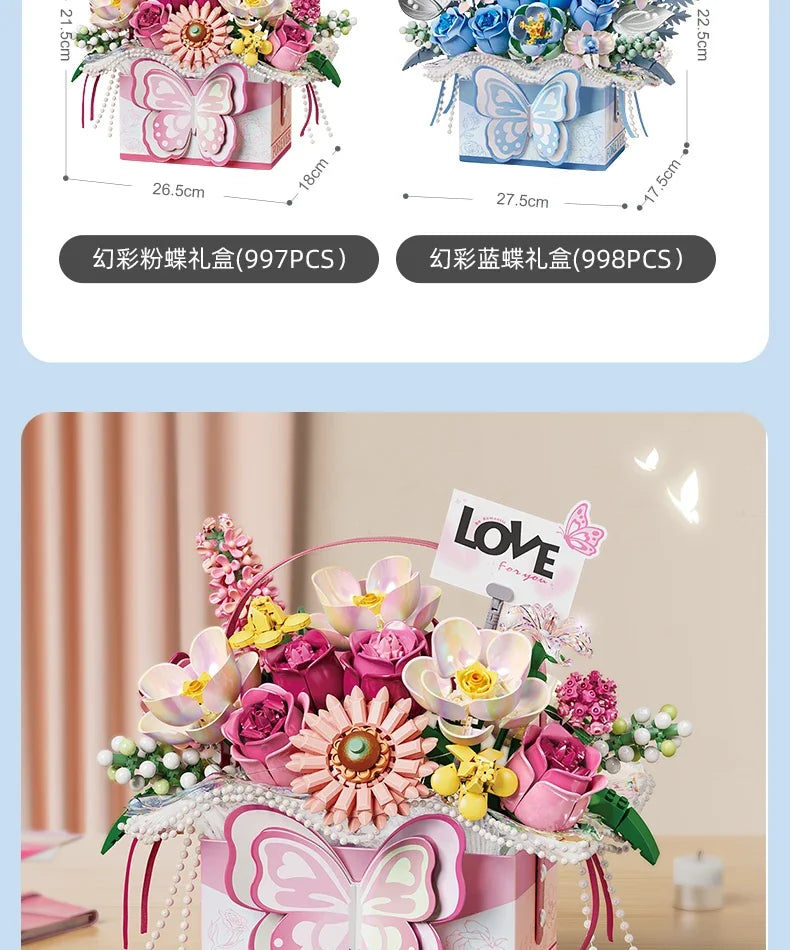 Flowers DIY decoration blocks Home decoration Model Building Blocks toys Assembly Toy Christmas Gift for Children Adult 4811