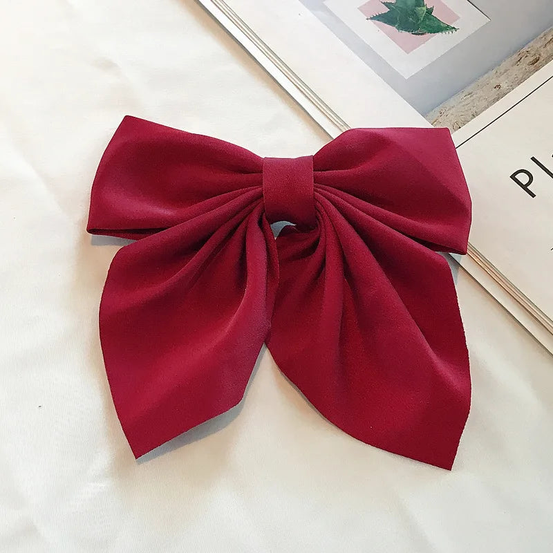 Solid Color Satin Bowknot Hair Clips For Girls Sweet Bow Women Hairpins Butterfly Barrettes Duckbill Clip Kids Hair Accessories